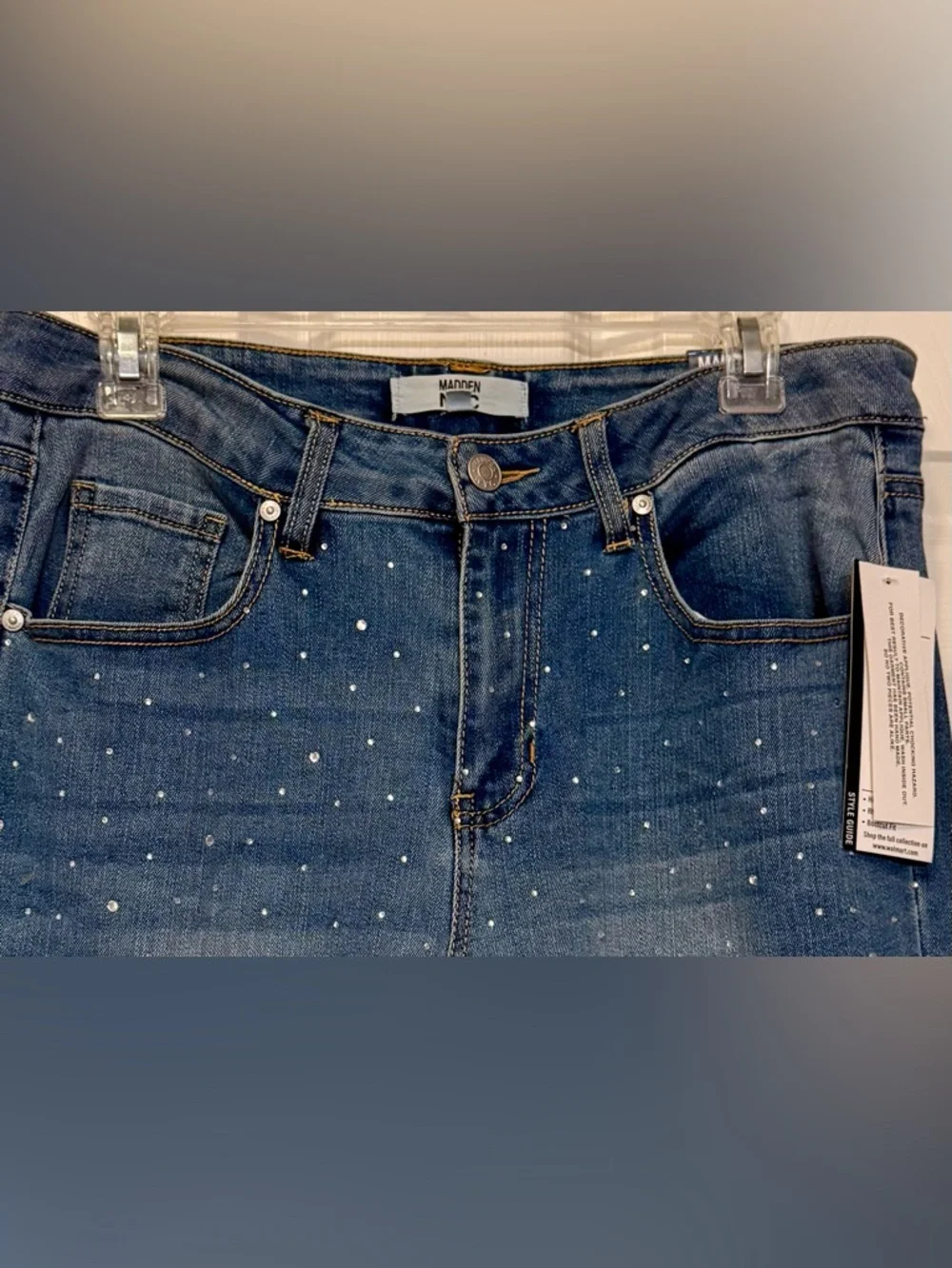 Deadstock Madden NYC Rhinestone Bootcut Jeans High Rise Medium Wash NWT Size 10 - Picture 4 of 11
